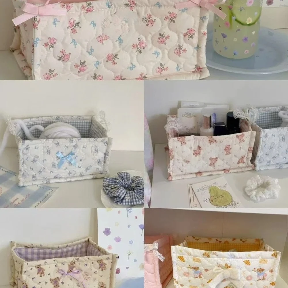 Square Storage Basket Lace Flower Desktop Organizer Storage Basket Korean Quilted Storage Basket Cute Storage Frame Home Decorat Square Storage Basket Lace Flower Desktop Organizer Storage Basket Korean Quilted Storage Basket Cute Storage Frame Home Decorat