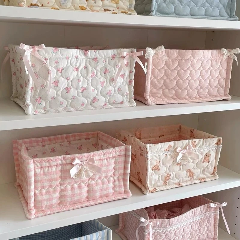 Square Storage Basket Lace Flower Desktop Organizer Storage Basket Korean Quilted Storage Basket Cute Storage Frame Home Decorat Square Storage Basket Lace Flower Desktop Organizer Storage Basket Korean Quilted Storage Basket Cute Storage Frame Home Decorat