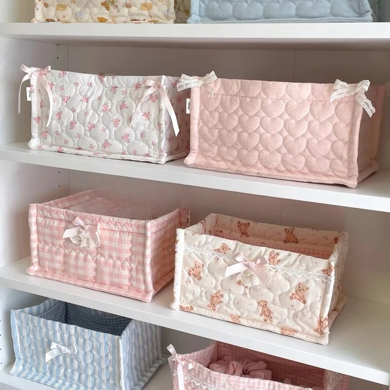 Square Storage Basket Lace Flower Desktop Organizer Storage Basket Korean Quilted Storage Basket Cute Storage Frame Home Decorat Square Storage Basket Lace Flower Desktop Organizer Storage Basket Korean Quilted Storage Basket Cute Storage Frame Home Decorat