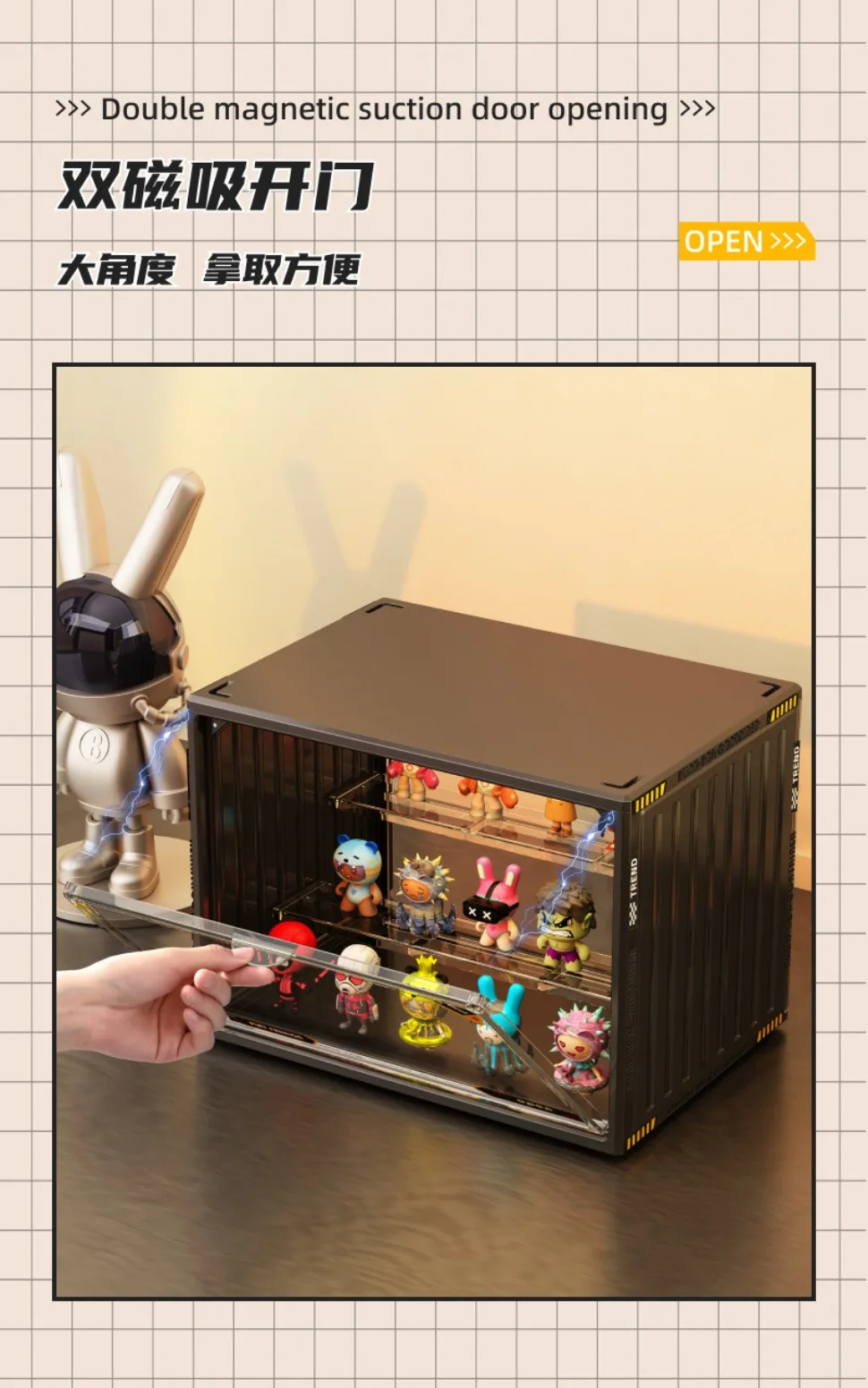 Large Containerized Designs Acrylic Organizer for Collectible Figures and Blind Box Toys Action Figures Desktop Organizers Box