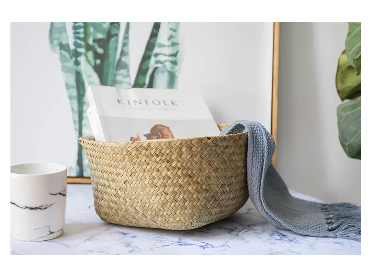 Seaweed Wicker Basket Rattan Hanging Flowerpot  Dirty Clothes    Storage    WF1015