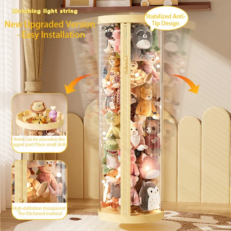 Transparent Doll Storage Box Plush Toy Organization Toy Storage Tube DIY Zipper Bins Kid Christmas Gift Children's Toy Organizer Transparent Doll Storage Box Plush Toy Organization Toy Storage Tube DIY Zipper Bins Kid Christmas Gift Children's Toy Organizer