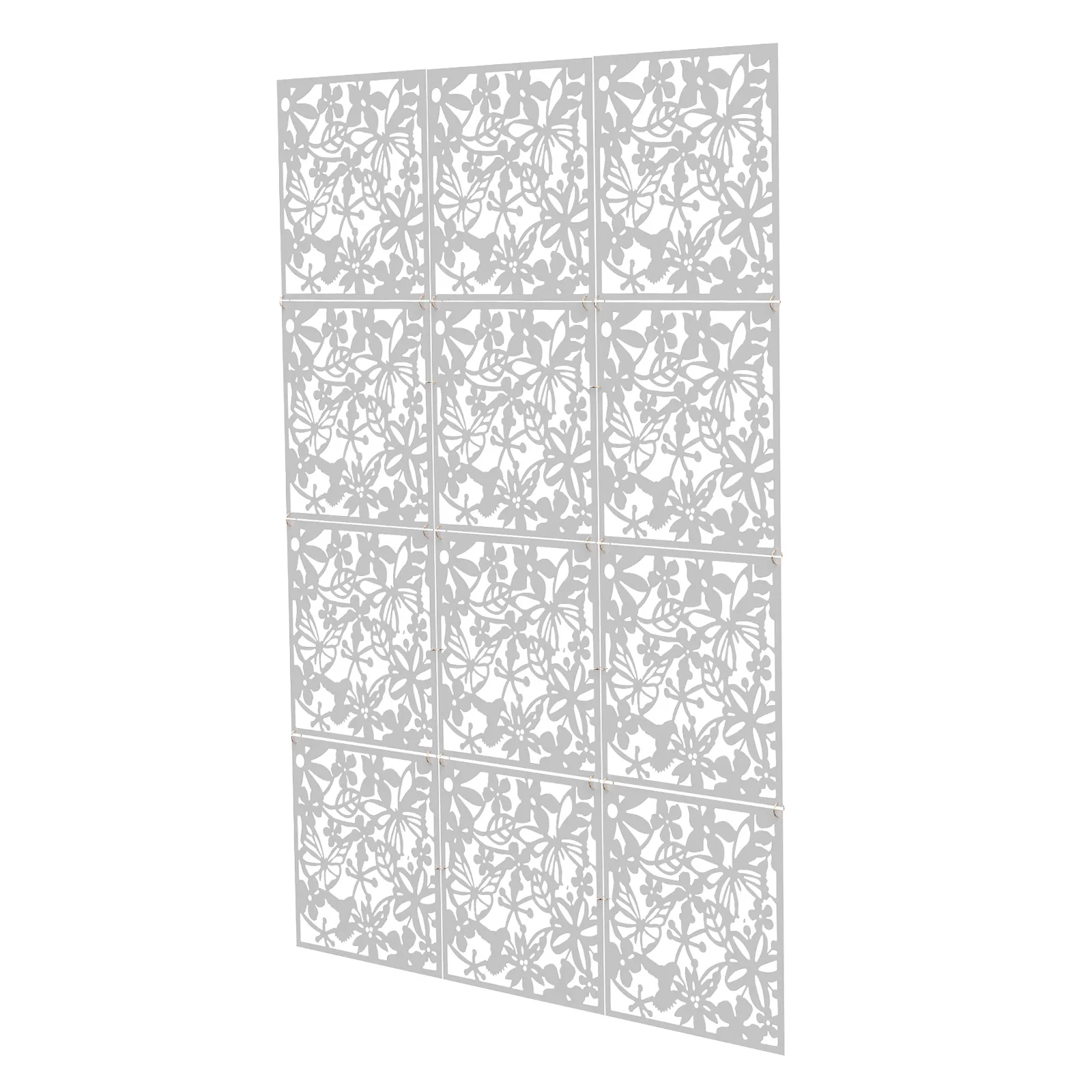 12pcs Hanging Room Divider, 40X40cm PVC Screen Panel With Butterfly Flower Bird Hollow Flowers Hanging Screen Room Divider