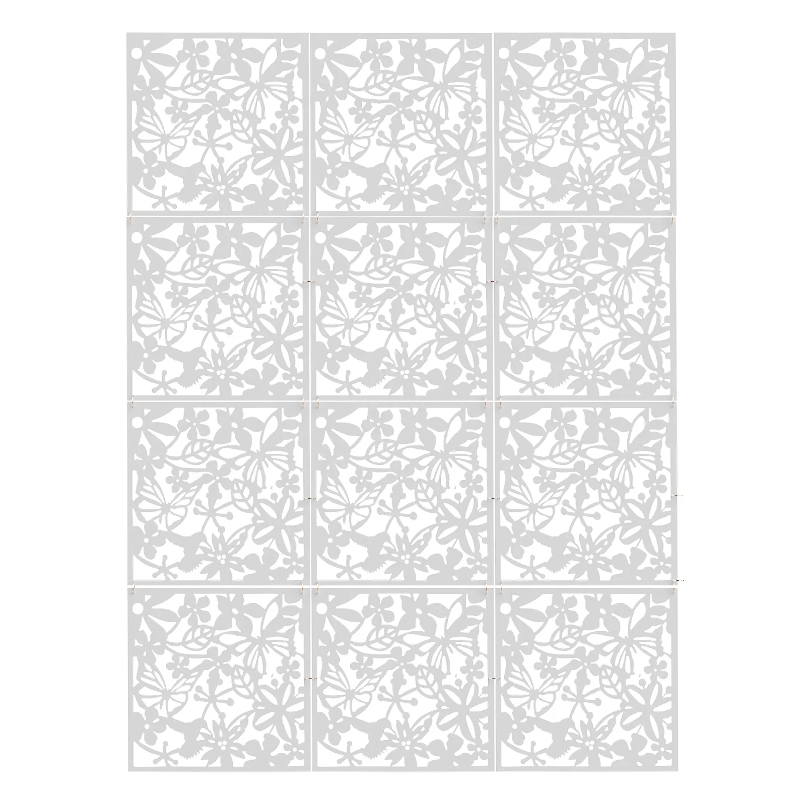 12pcs Hanging Room Divider, 40X40cm PVC Screen Panel With Butterfly Flower Bird Hollow Flowers Hanging Screen Room Divider