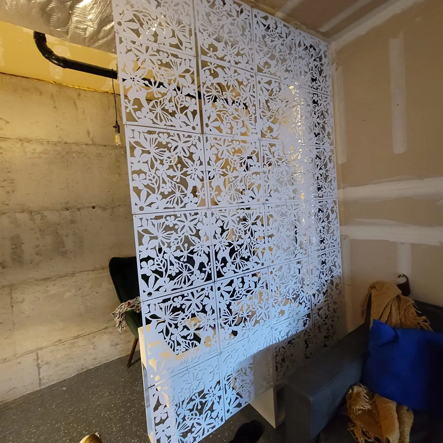 8 PCS Hanging Screen Partition Divider Panel Carving Openwork Room Divider Screen Hanging Panel Curtain Partitions Decoration