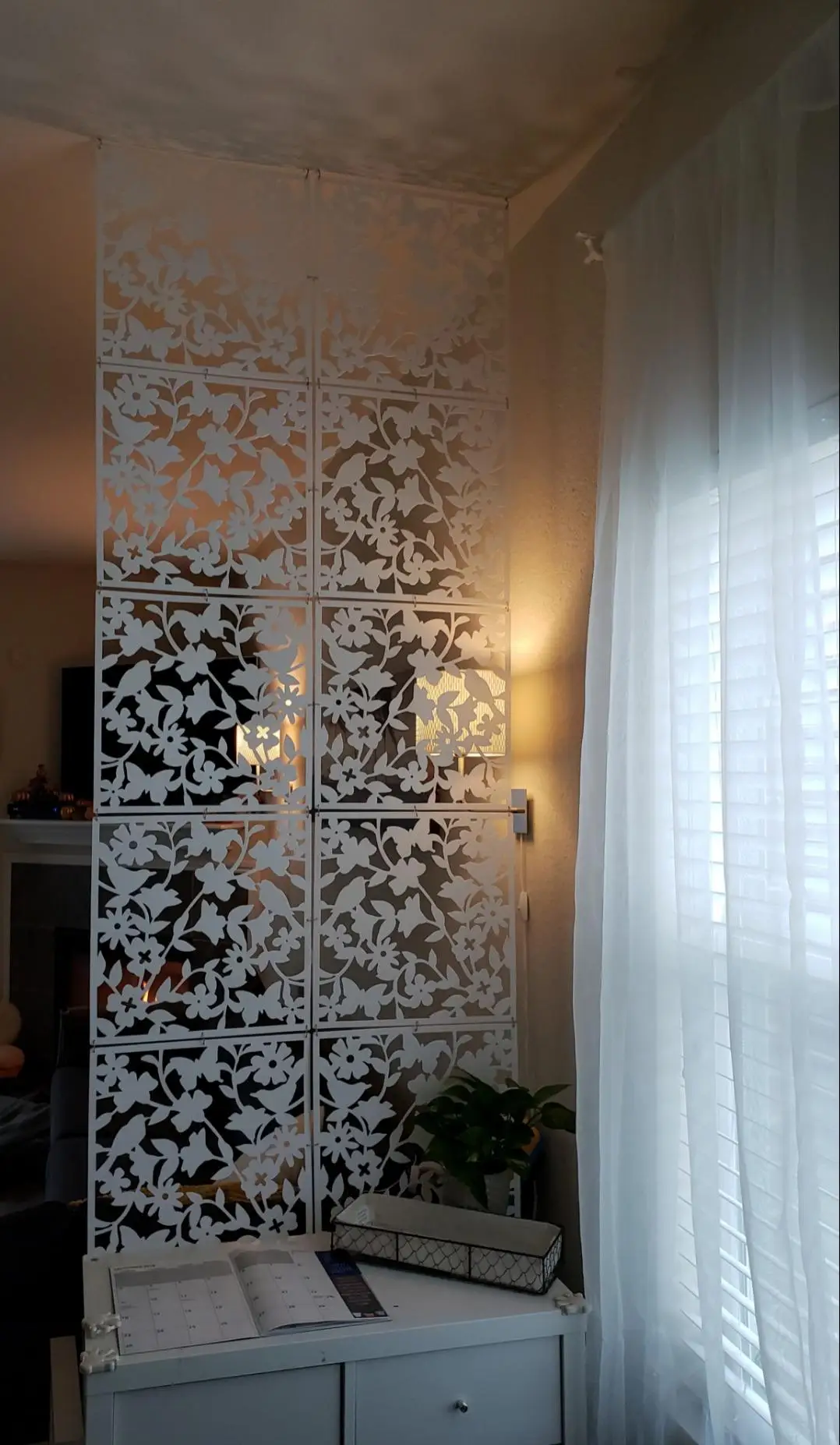 8 PCS Hanging Screen Partition Divider Panel Carving Openwork Room Divider Screen Hanging Panel Curtain Partitions Decoration