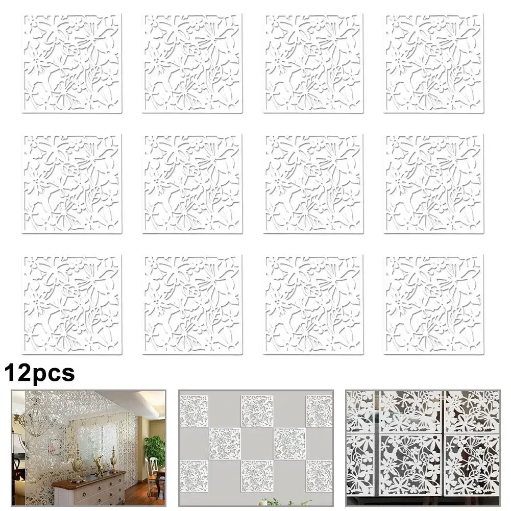 12pcs DIY PVC Room Divider Hanging Wall Screen Partitions Separator Hanging Decorative Panel Screens Hollow Curtain Art Decor 12pcs DIY PVC Room Divider Hanging Wall Screen Partitions Separator Hanging Decorative Panel Screens Hollow Curtain Art Decor