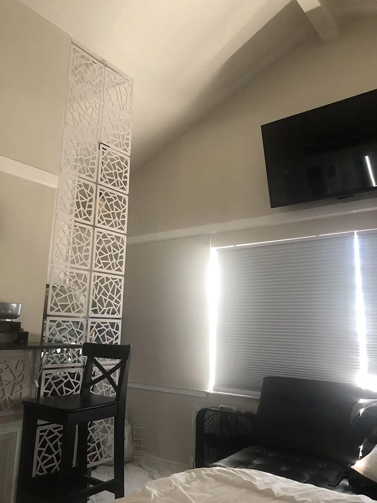 Hanging Room Divider Panels,10 Pieces Wood-Plastic Screen Panels Wall Divider Partition Home Office Decoration