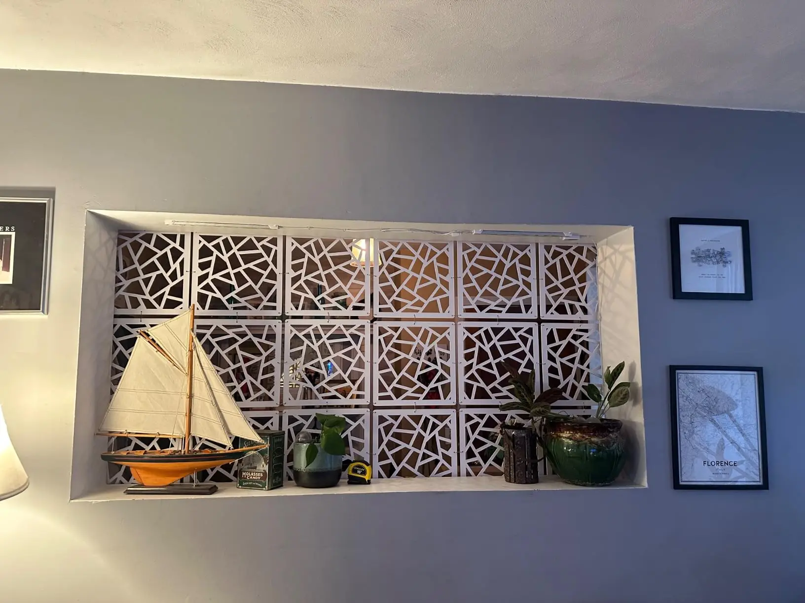 Hanging Room Divider Panels,10 Pieces Wood-Plastic Screen Panels Wall Divider Partition Home Office Decoration