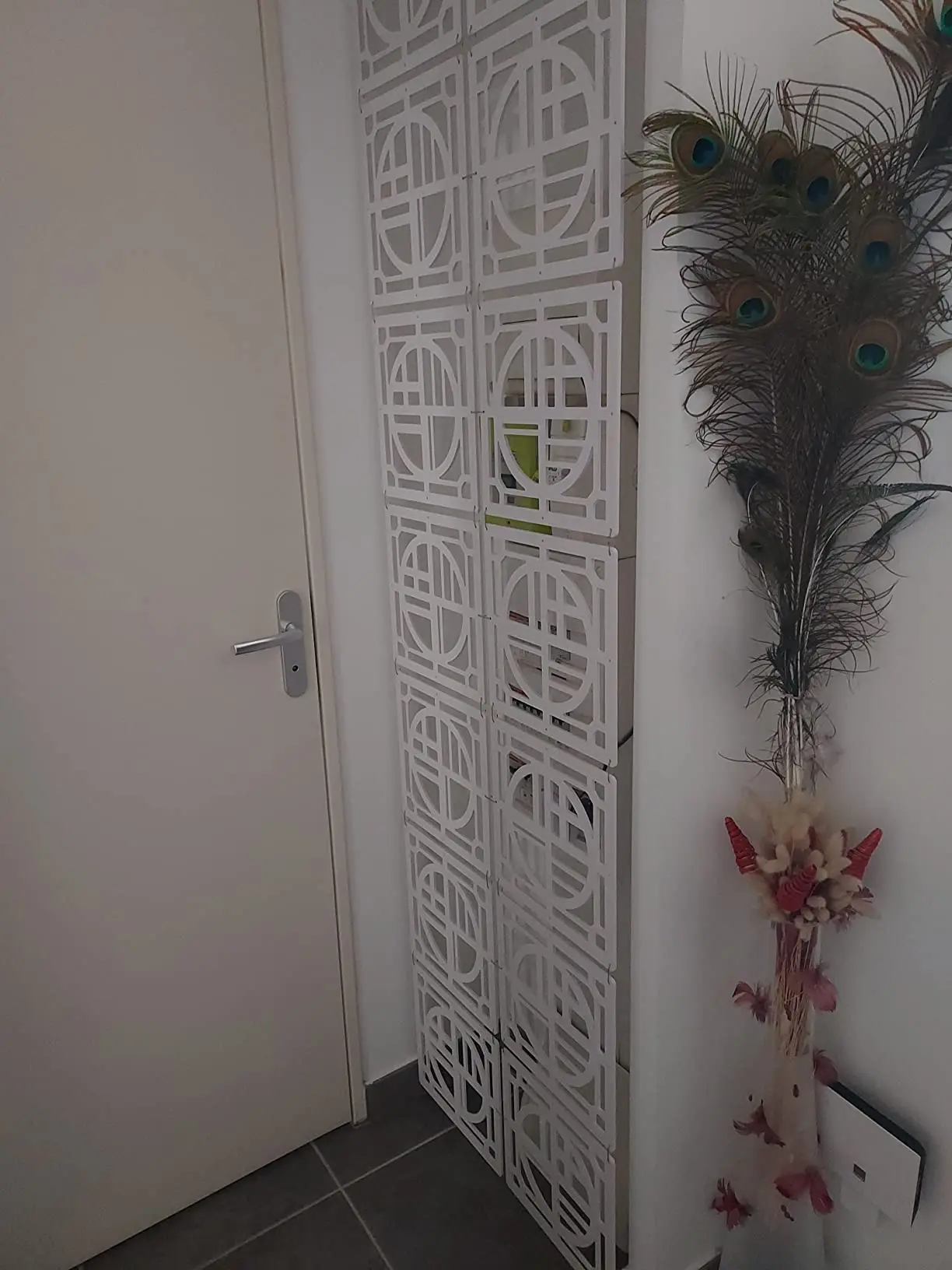 Hanging Room Divider Panels,10 Pieces Wood-Plastic Screen Panels Wall Divider Partition Home Office Decoration