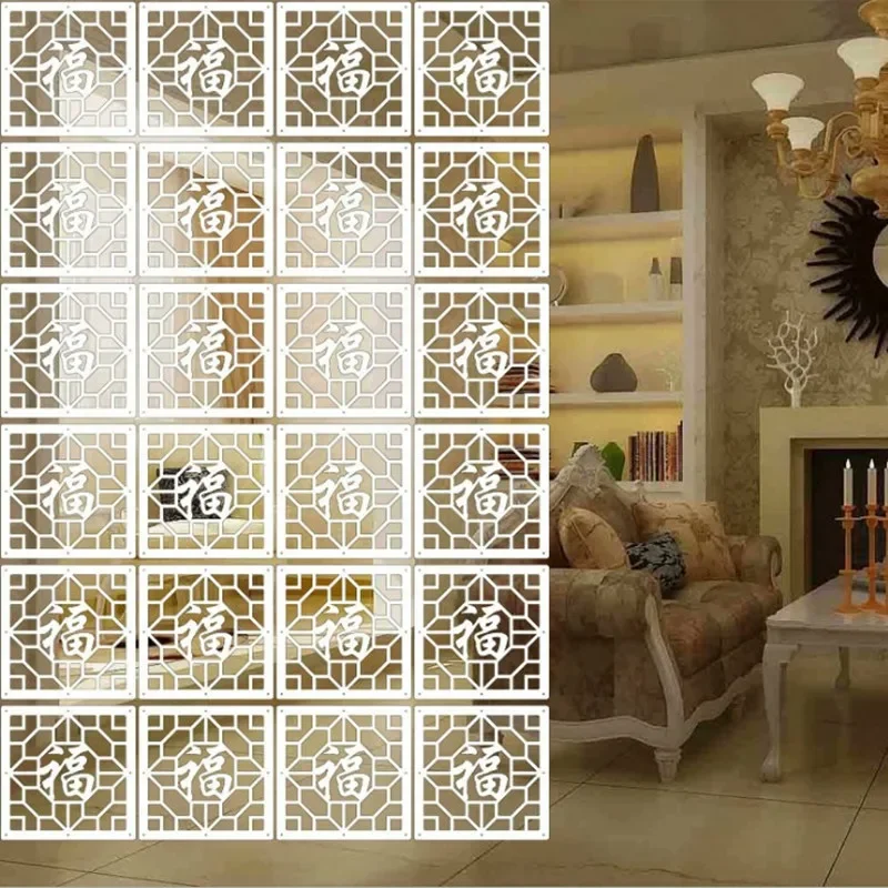 6pcs 29x29cm Hanging Screens Living Room Divider Panels Partition Wall Art Diy Home Decoration White Wood-plastic 6pcs 29x29cm Hanging Screens Living Room Divider Panels Partition Wall Art Diy Home Decoration White Wood-plastic