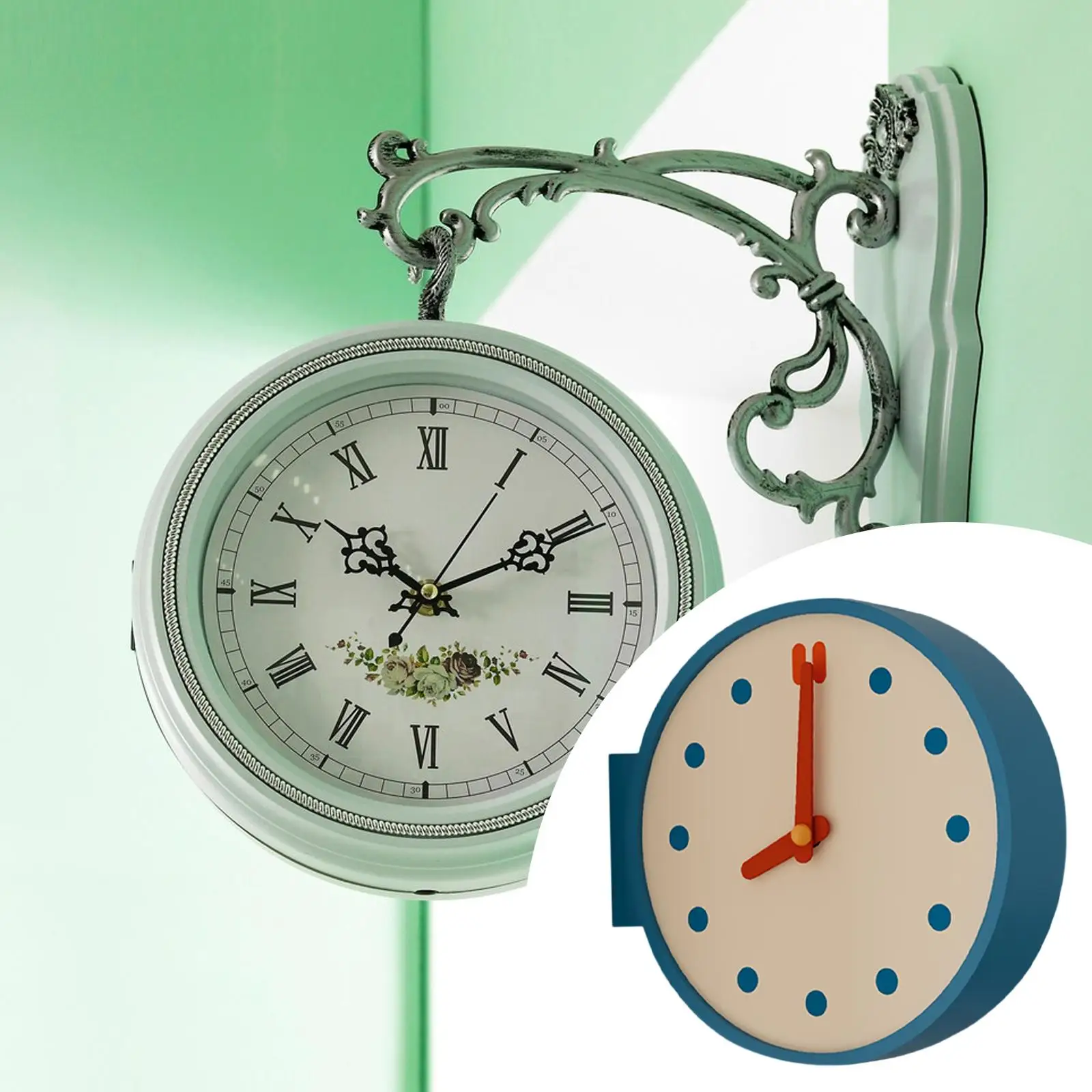 Modern Silent Corner Wall Clock Double Sided Easy Read Acrylic Desk Clock for Office Home Decor