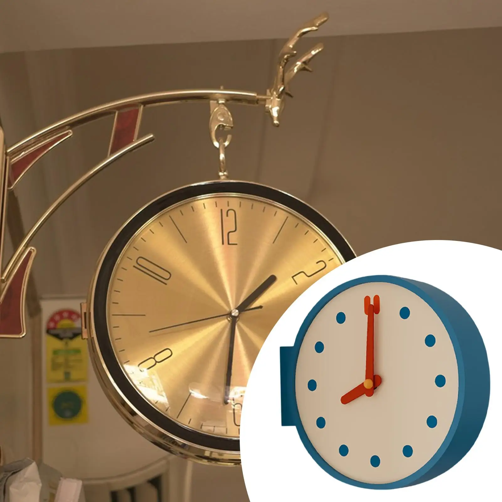 Modern Silent Corner Wall Clock Double Sided Easy Read Acrylic Desk Clock for Office Home Decor