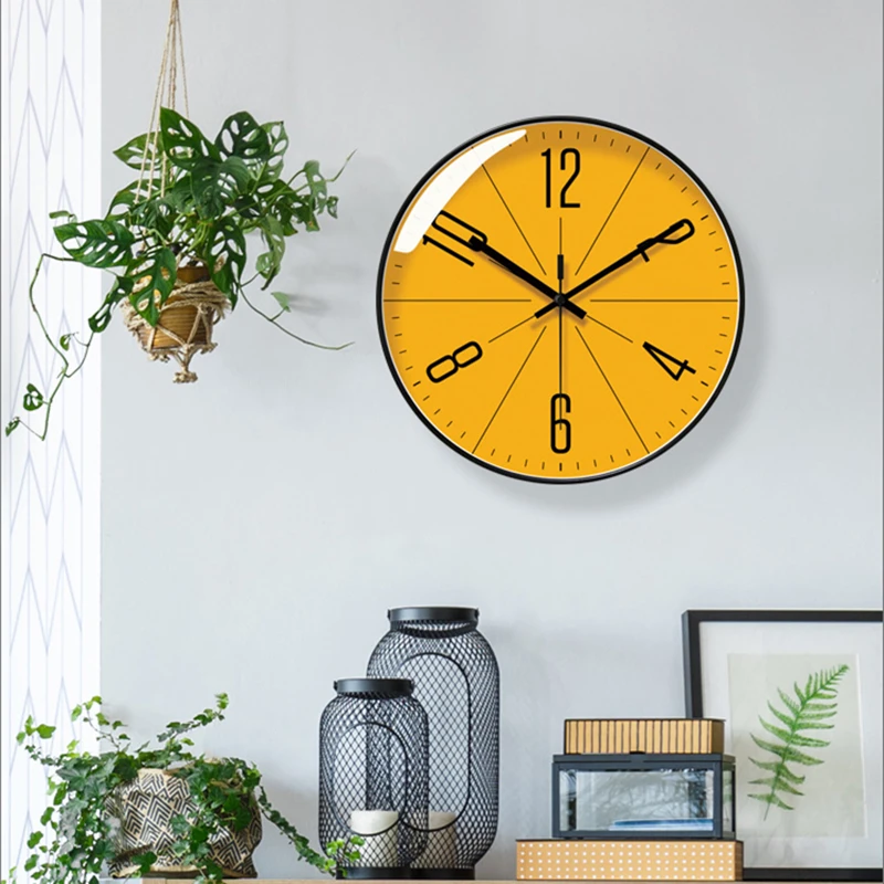 Atomic Wall Clock Battery Operated Round Analog Modern Wall Clock Automatically Clock for Office Classroom Bedroom Living Room
