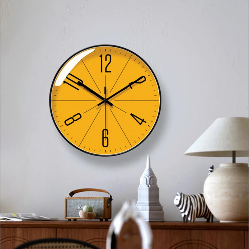 Atomic Wall Clock Battery Operated Round Analog Modern Wall Clock Automatically Clock for Office Classroom Bedroom Living Room