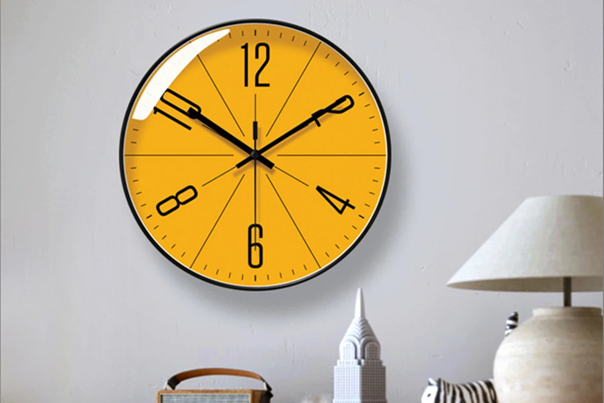 Atomic Wall Clock Battery Operated Round Analog Modern Wall Clock Automatically Clock for Office Classroom Bedroom Living Room