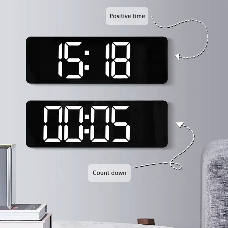 Digital Wall Clock, 16″ Large Display Digital Clock with Night Light, Wall Clock with DST, Alarm, LED, Date, Week, Temp Digital Wall Clock, 16