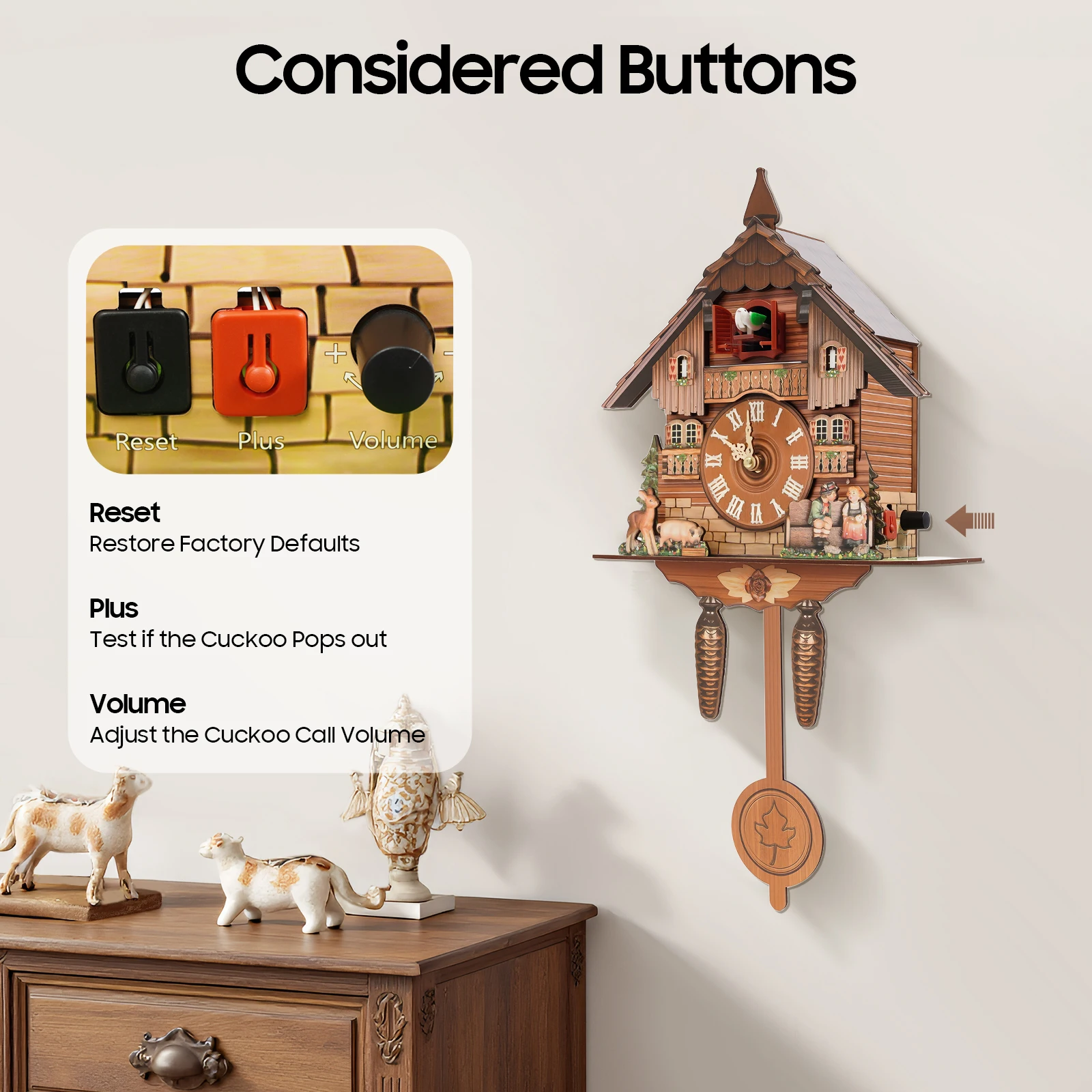 Vintage Cuckoo Wall Clock with Bird Chime, Nordic Decor Wooden Wall Clock, Hanging Wall Clock Decoration 25*10*50cm Vintage Cuckoo Wall Clock with Bird Chime, Nordic Decor Wooden Wall Clock, Hanging Wall Clock Decoration 25*10*50cm