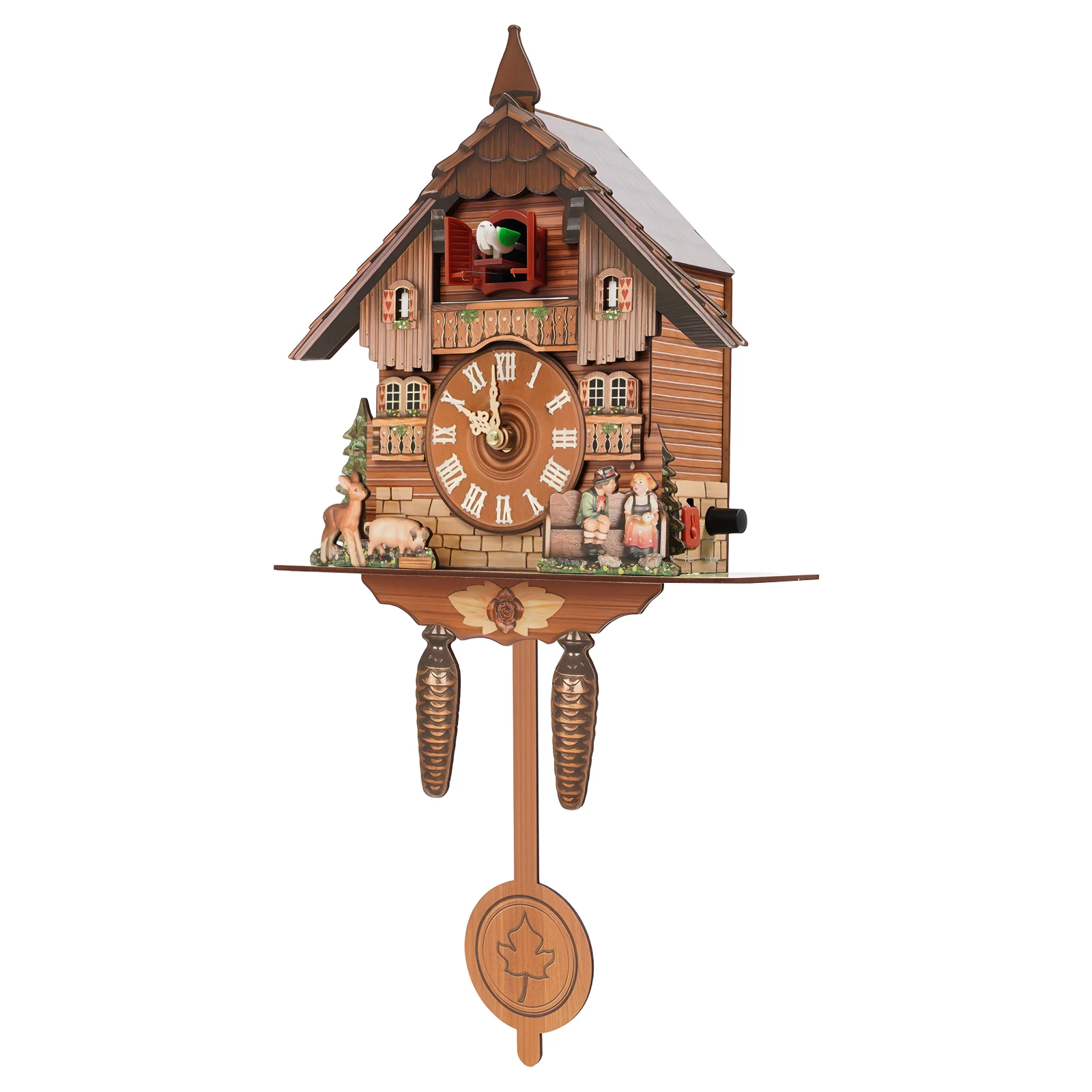 Vintage Cuckoo Wall Clock with Bird Chime, Nordic Decor Wooden Wall Clock, Hanging Wall Clock Decoration 25*10*50cm