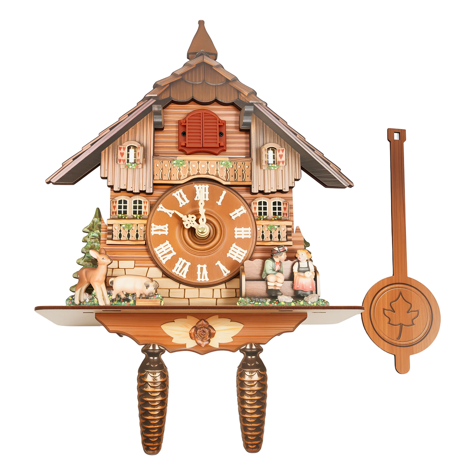 Vintage Cuckoo Wall Clock with Bird Chime, Nordic Decor Wooden Wall Clock, Hanging Wall Clock Decoration 25*10*50cm
