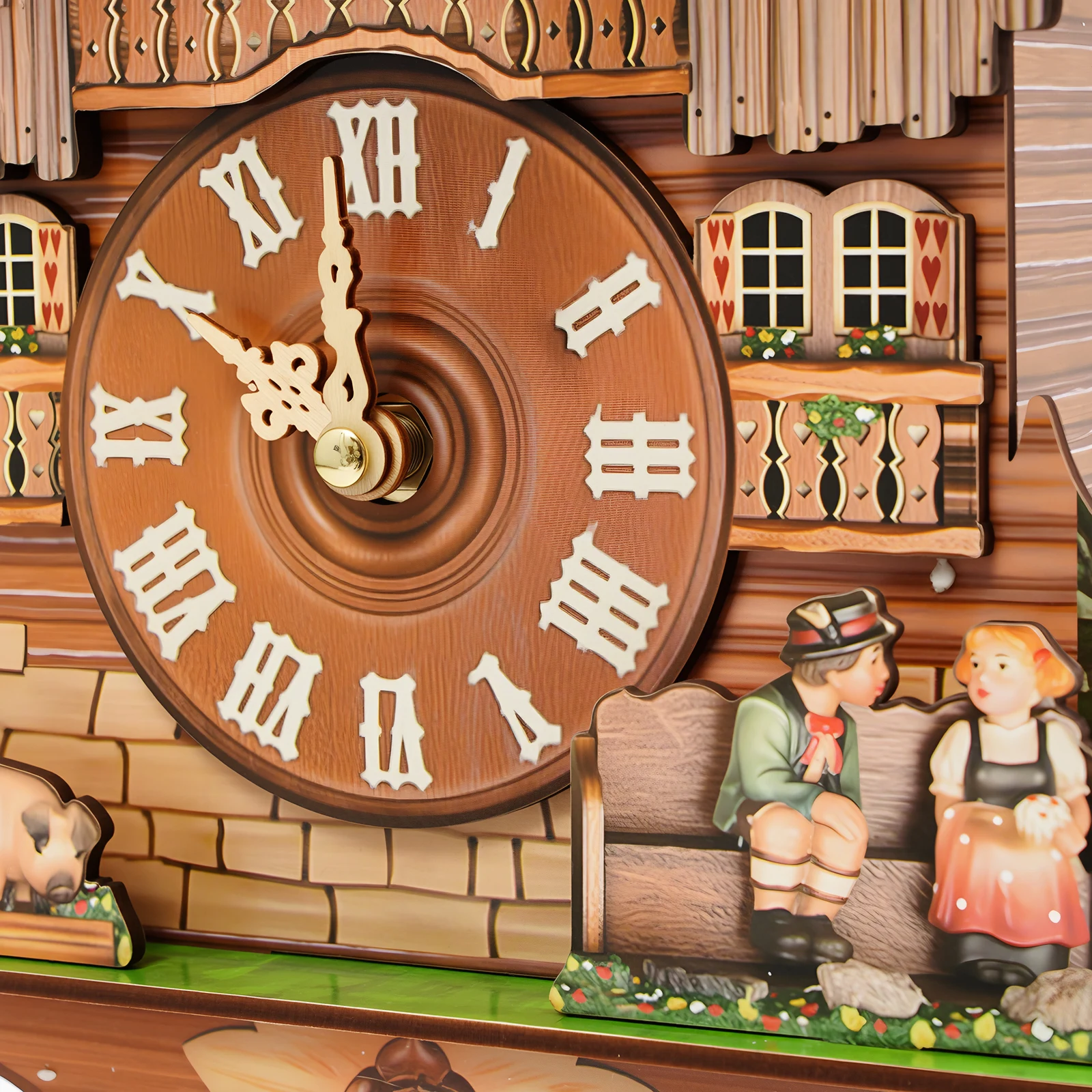 Vintage Cuckoo Wall Clock with Bird Chime, Nordic Decor Wooden Wall Clock, Hanging Wall Clock Decoration 25*10*50cm