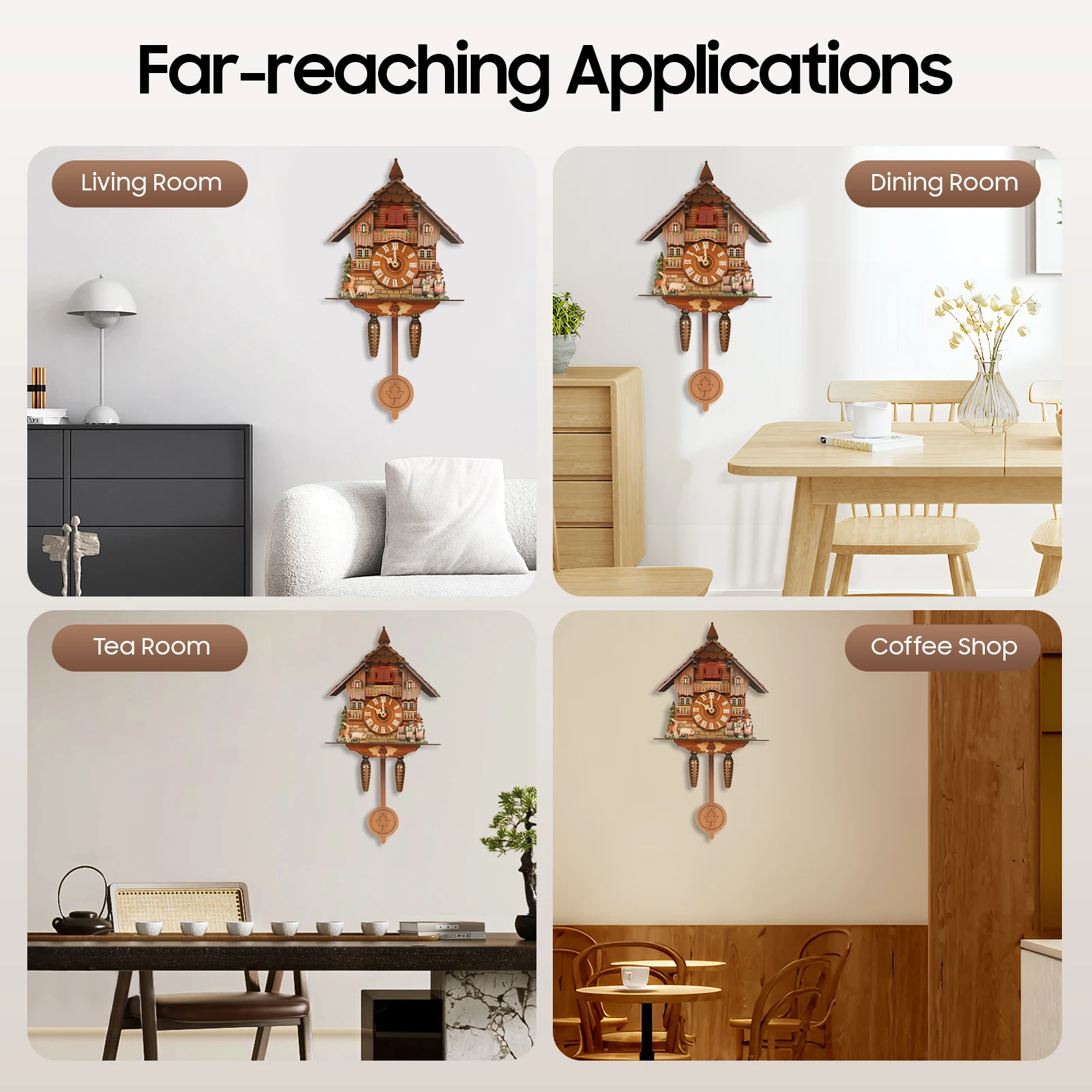 Vintage Cuckoo Wall Clock with Bird Chime, Nordic Decor Wooden Wall Clock, Hanging Wall Clock Decoration 25*10*50cm