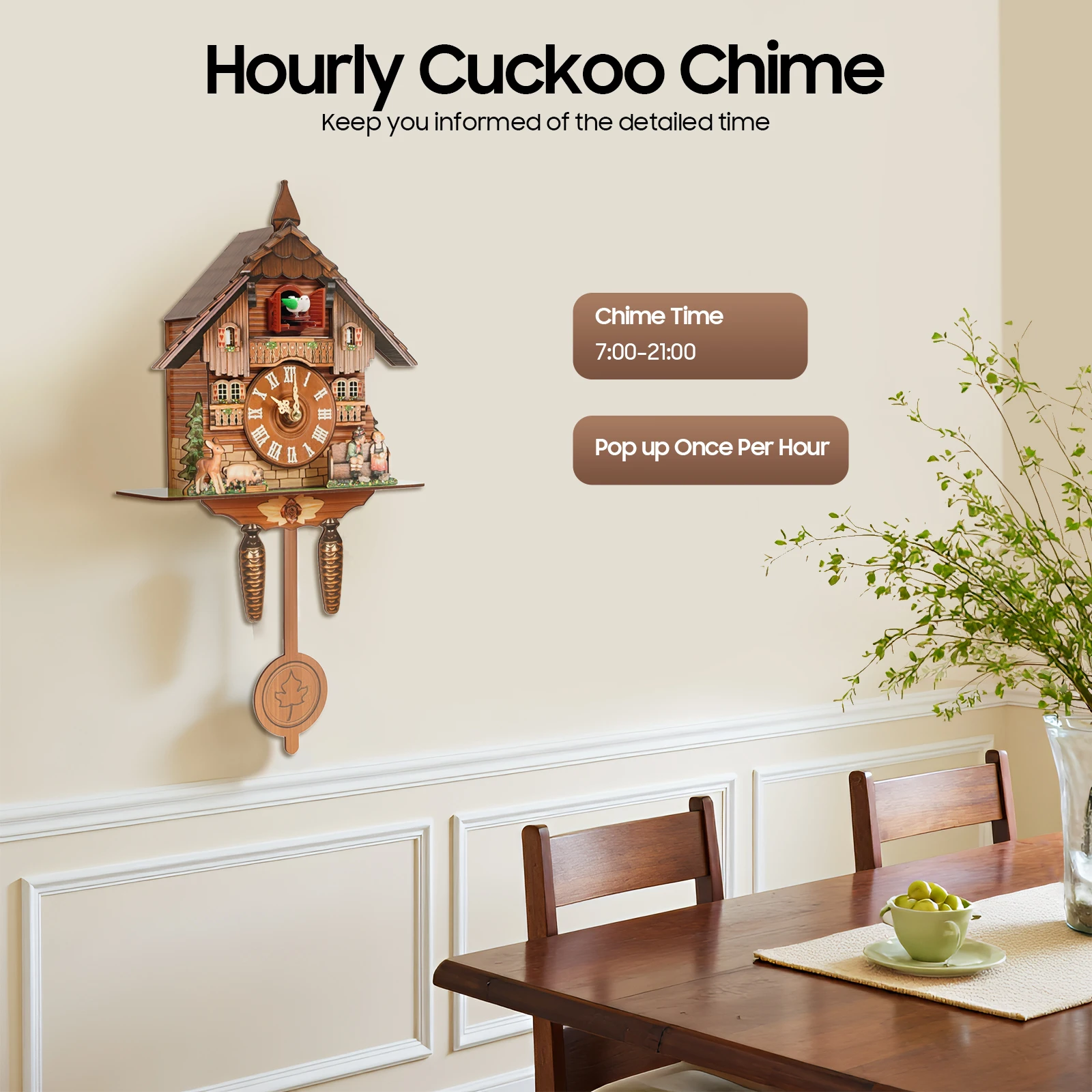 Vintage Cuckoo Wall Clock with Bird Chime, Nordic Decor Wooden Wall Clock, Hanging Wall Clock Decoration 25*10*50cm Vintage Cuckoo Wall Clock with Bird Chime, Nordic Decor Wooden Wall Clock, Hanging Wall Clock Decoration 25*10*50cm