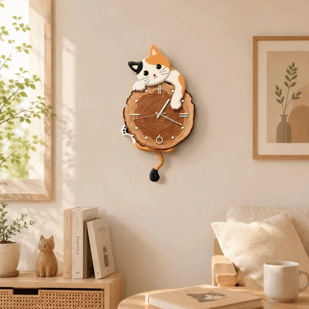 Creative Cute Cat Wall Clock Tail Swing Silent Feature Wall Mounted Clock Home Decoration Cat Hanging Clock Bedroom Creative Cute Cat Wall Clock Tail Swing Silent Feature Wall Mounted Clock Home Decoration Cat Hanging Clock Bedroom