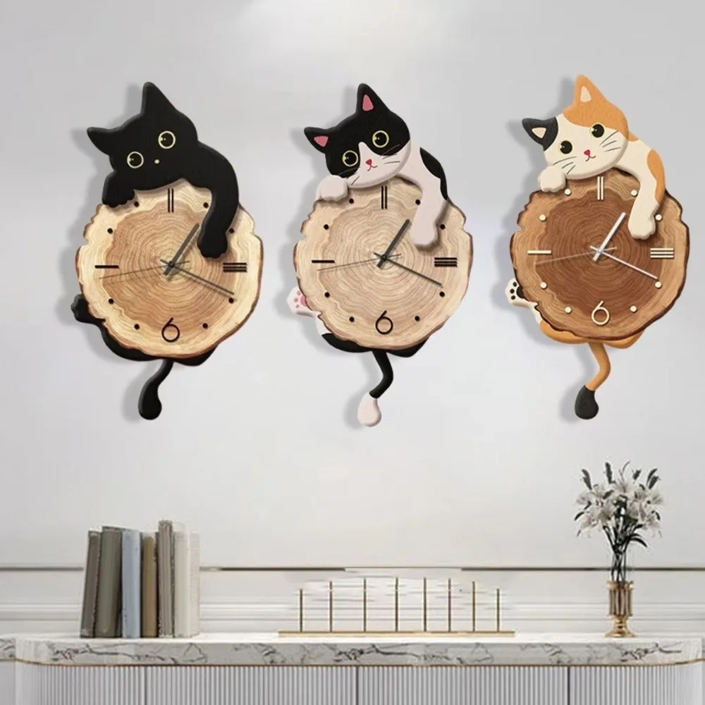 Creative Cute Cat Wall Clock Tail Swing Silent Feature Wall Mounted Clock Home Decoration Cat Hanging Clock Bedroom Creative Cute Cat Wall Clock Tail Swing Silent Feature Wall Mounted Clock Home Decoration Cat Hanging Clock Bedroom
