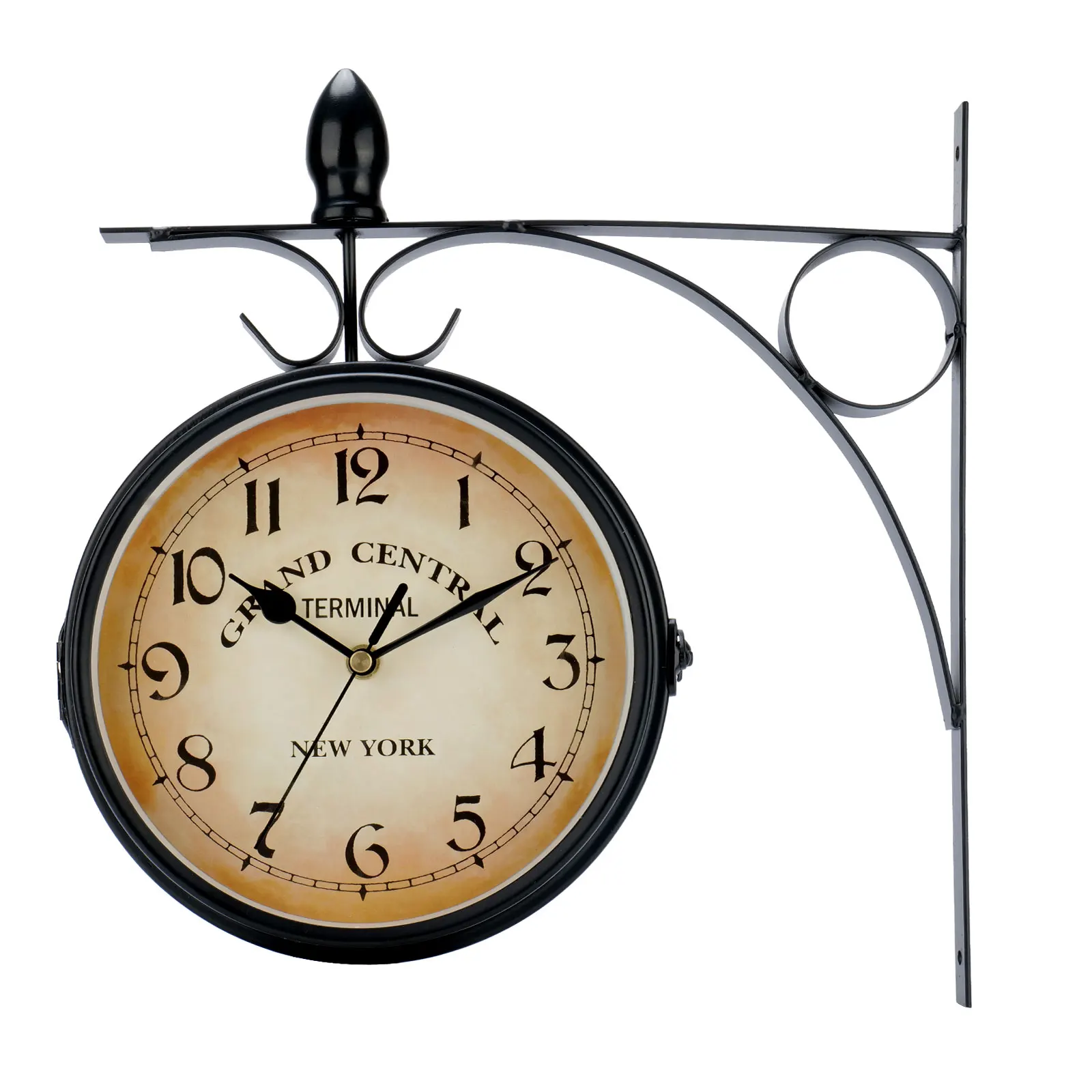 Double Sided Train Station Waterproof Wall Clock For Garden Retro Wrought Iron Metal Wall Clock Silent Indoor Outdoor Decoration Double Sided Train Station Waterproof Wall Clock For Garden Retro Wrought Iron Metal Wall Clock Silent Indoor Outdoor Decoration