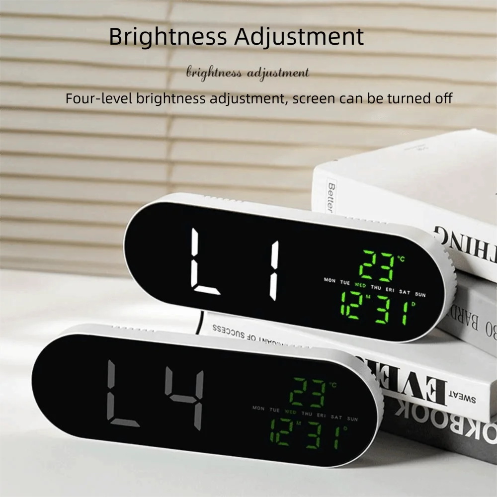 Wall-mounted Electronic Wall Clock Multi-functional Temperature Digital LED Clocks DST 12/24H Display Table Clock for Bedroom