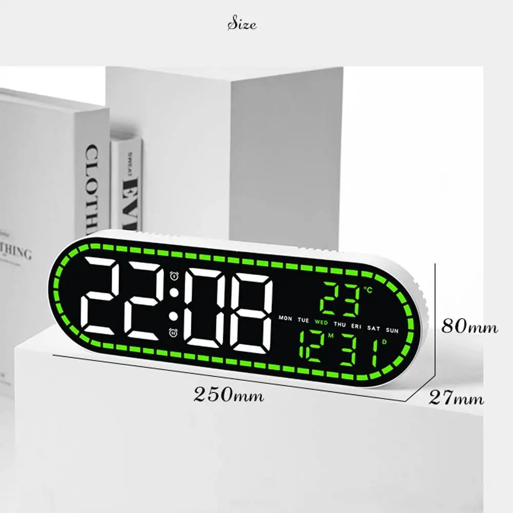 Wall-mounted Electronic Wall Clock Multi-functional Temperature Digital LED Clocks DST 12/24H Display Table Clock for Bedroom