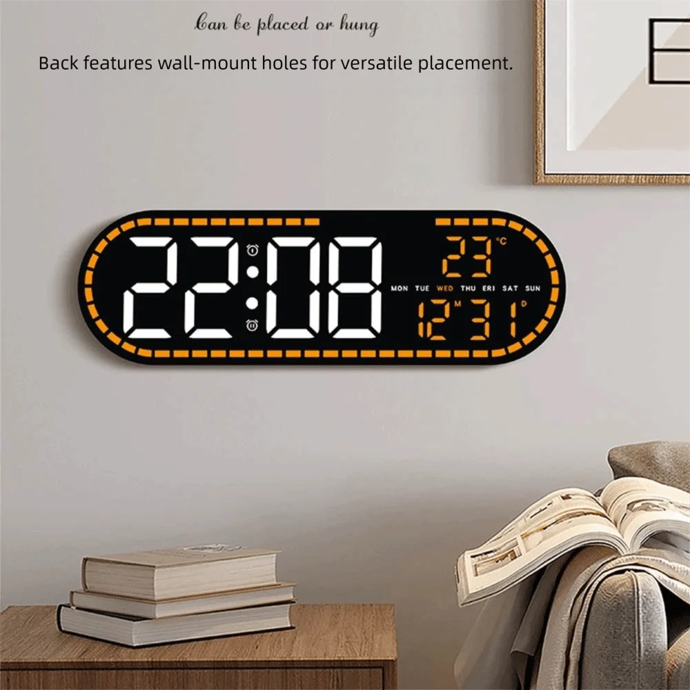 Wall-mounted Electronic Wall Clock Multi-functional Temperature Digital LED Clocks DST 12/24H Display Table Clock for Bedroom