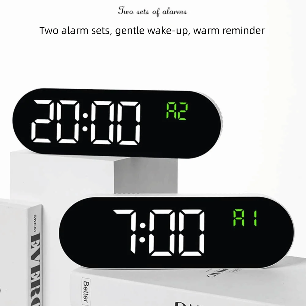 Wall-mounted Electronic Wall Clock Multi-functional Temperature Digital LED Clocks DST 12/24H Display Table Clock for Bedroom