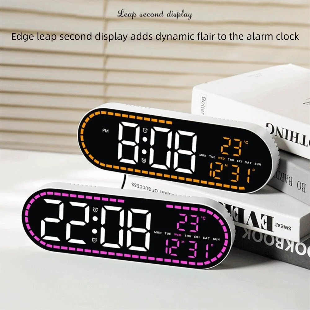 Wall-mounted Electronic Wall Clock Multi-functional Temperature Digital LED Clocks DST 12/24H Display Table Clock for Bedroom