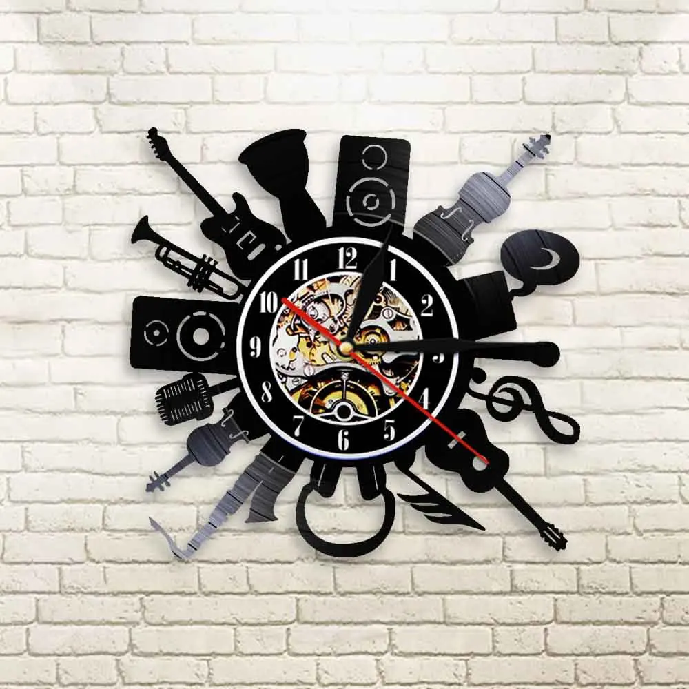 Rock Music Guitar Record Wall Clock Vinyl Art Home Decor Living Room Wall Watch Reloj De Pared Creative Gift Rock Music Guitar Record Wall Clock Vinyl Art Home Decor Living Room Wall Watch Reloj De Pared Creative Gift