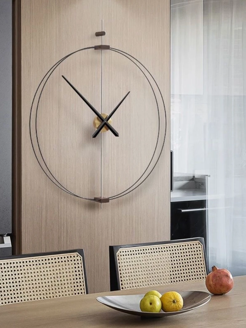 ​No Drill Installation Modern Large Wall Clock Nordic Minimalist Design Silent Quartz Movement Living Room Dining Room Decor​