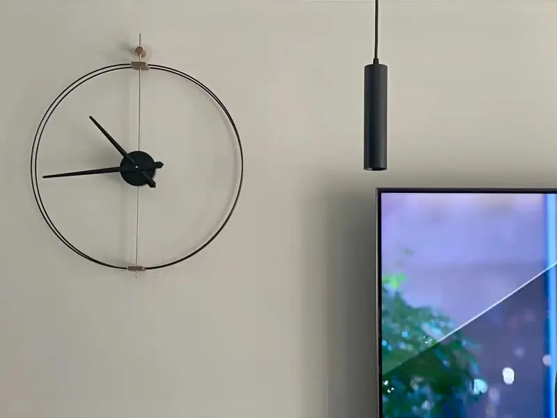 ​No Drill Installation Modern Large Wall Clock Nordic Minimalist Design Silent Quartz Movement Living Room Dining Room Decor​