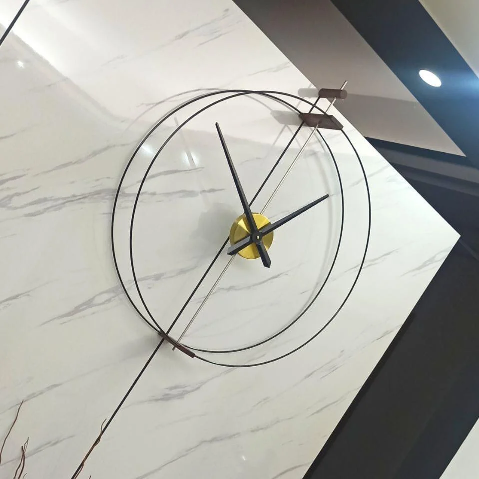 ​No Drill Installation Modern Large Wall Clock Nordic Minimalist Design Silent Quartz Movement Living Room Dining Room Decor​