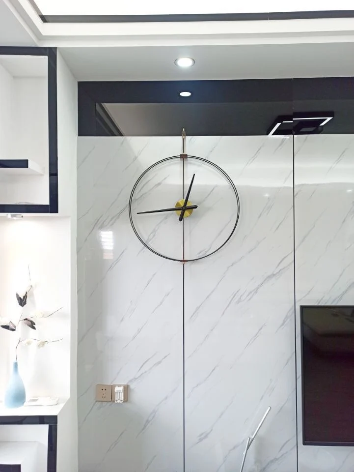 ​No Drill Installation Modern Large Wall Clock Nordic Minimalist Design Silent Quartz Movement Living Room Dining Room Decor​