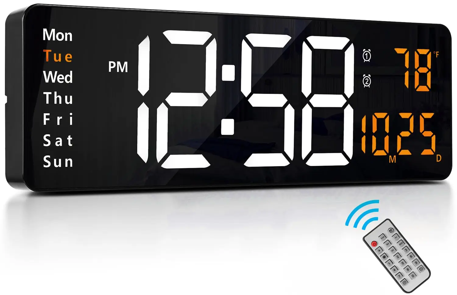 Digital Wall Clock, 16″ Large Display Digital Clock with Remote Control, Auto-Dimming Wall Clock with DST, Date Week,Temp Digital Wall Clock, 16