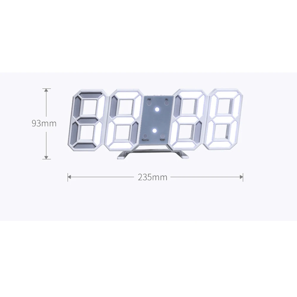 HOME 3D LED Clock Desk Alarm Clock Wall Clock with Remote Control, 9.7