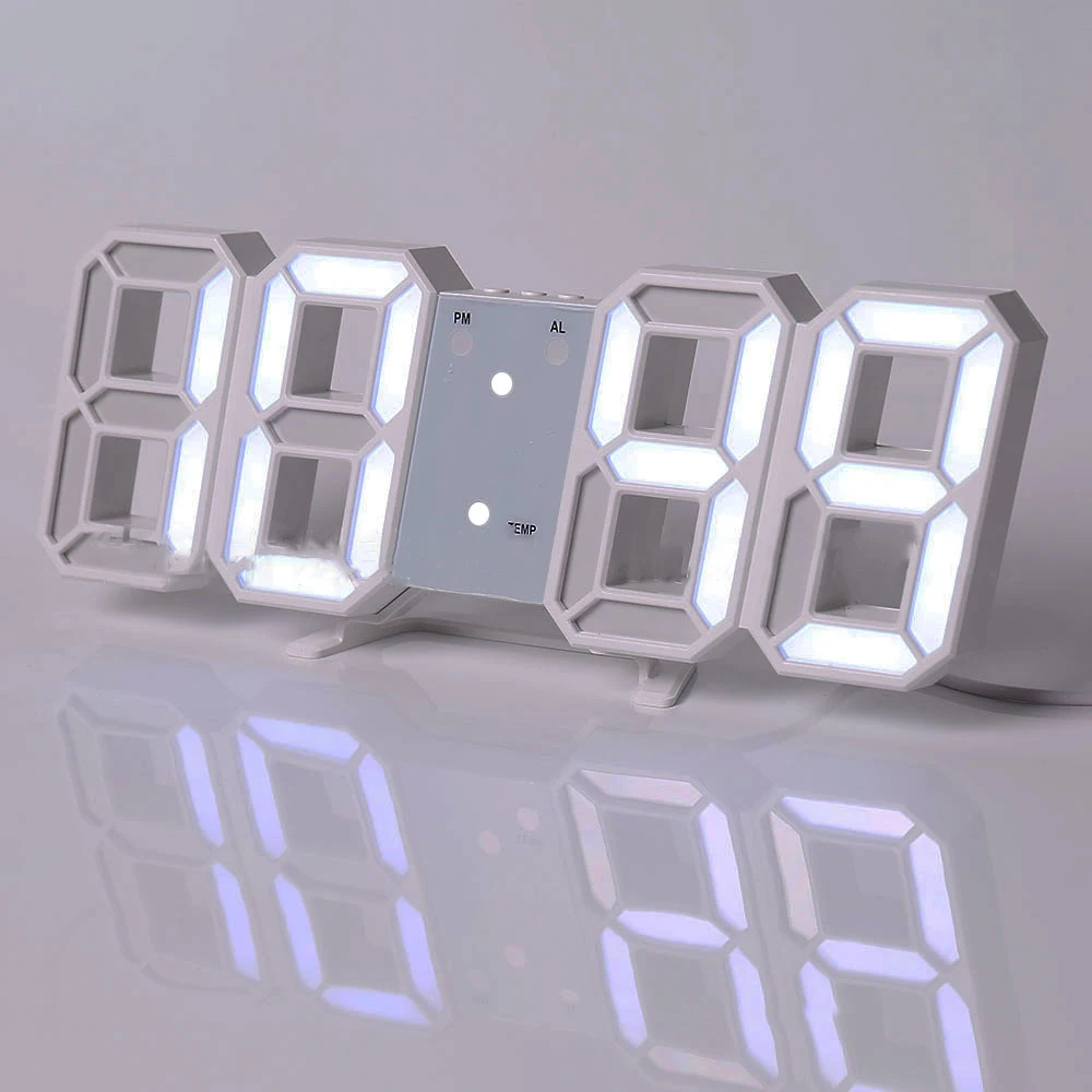 HOME 3D LED Clock Desk Alarm Clock Wall Clock with Remote Control, 9.7