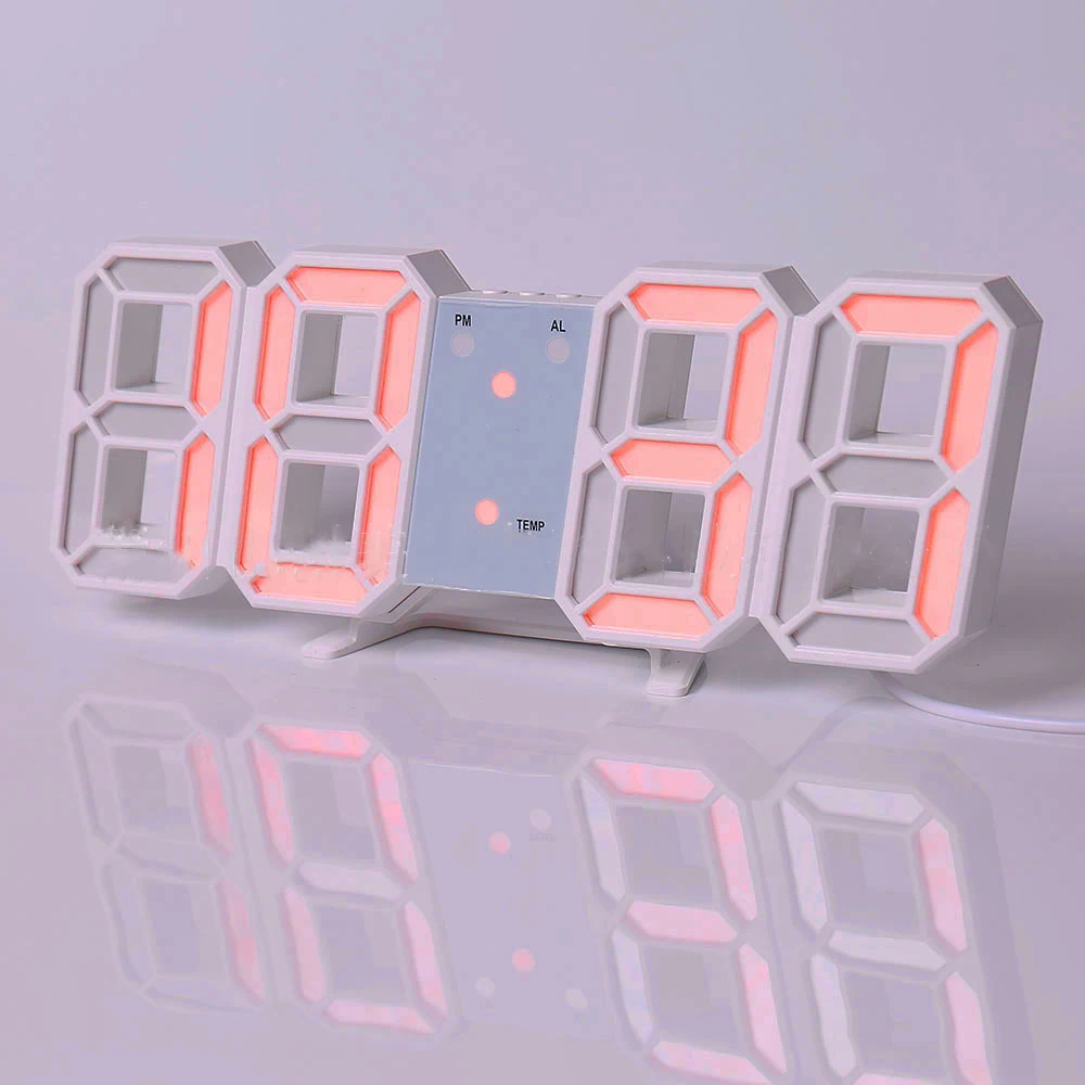 HOME 3D LED Clock Desk Alarm Clock Wall Clock with Remote Control, 9.7