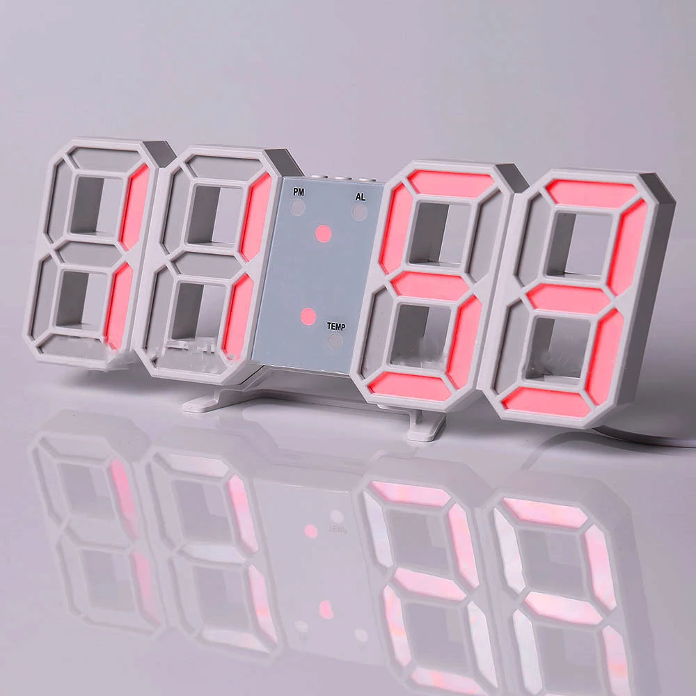 HOME 3D LED Clock Desk Alarm Clock Wall Clock with Remote Control, 9.7