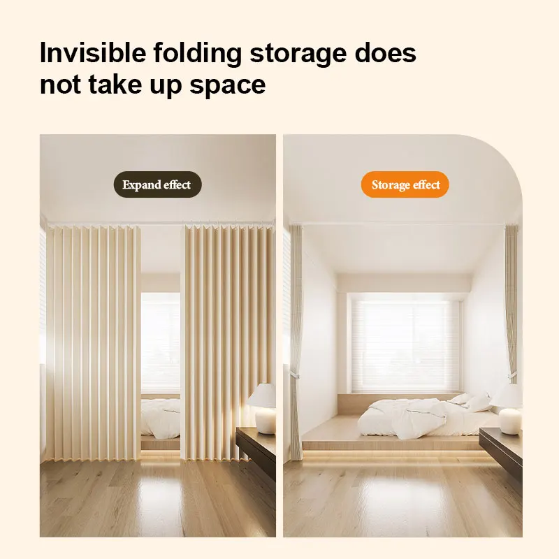 Foldable Room Divider Curtain Privacy Protection Space Partition Hanging Wall Separator with Hooks for Living Room Bedroom Study