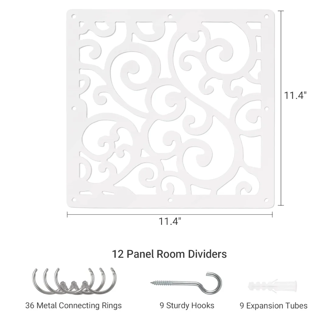 12 PCS Hanging Room Divider Decorative Thick Wall Screen Panels Floral Carving Pattern Hollow Out Design for Bedroom Living Dini 12 PCS Hanging Room Divider Decorative Thick Wall Screen Panels Floral Carving Pattern Hollow Out Design for Bedroom Living Dini