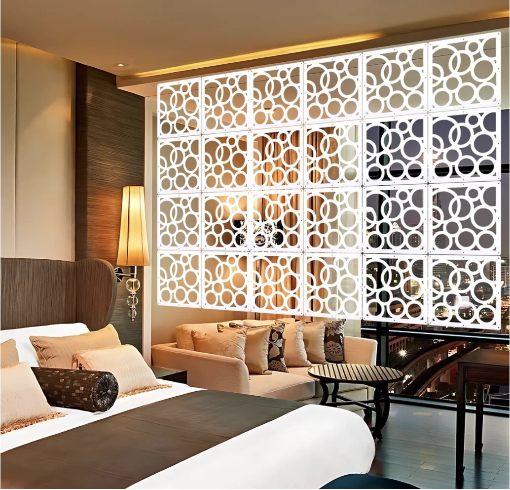12 PCS Hanging Room Divider Decorative Thick Wall Screen Panels Floral Carving Pattern Hollow Out Design for Bedroom Living Dini 12 PCS Hanging Room Divider Decorative Thick Wall Screen Panels Floral Carving Pattern Hollow Out Design for Bedroom Living Dini