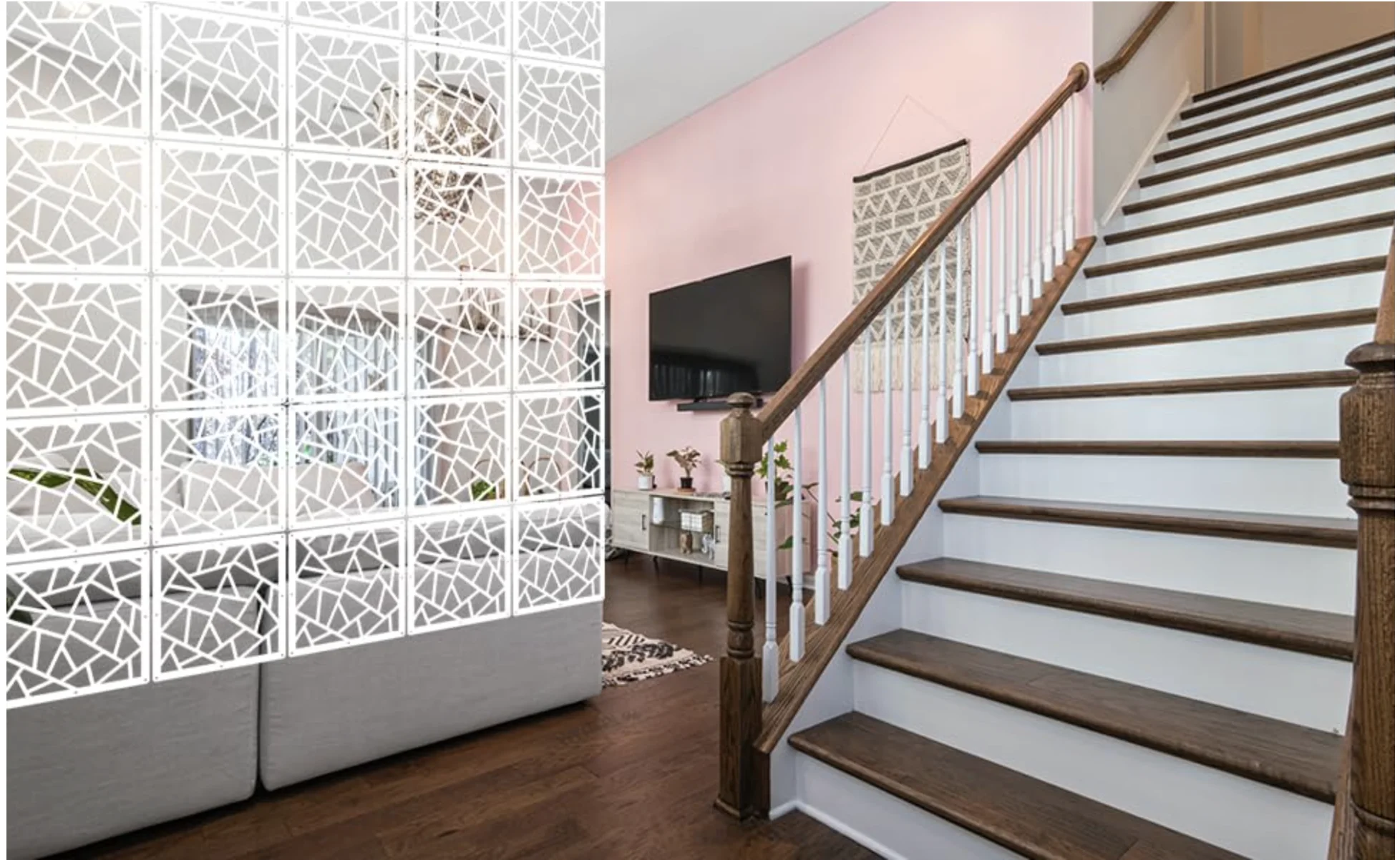 12 PCS Hanging Room Divider Decorative Thick Wall Screen Panels Floral Carving Pattern Hollow Out Design for Bedroom Living Dini