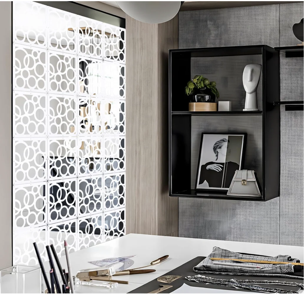 12 PCS Hanging Room Divider Decorative Thick Wall Screen Panels Floral Carving Pattern Hollow Out Design for Bedroom Living Dini 12 PCS Hanging Room Divider Decorative Thick Wall Screen Panels Floral Carving Pattern Hollow Out Design for Bedroom Living Dini